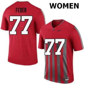 Women's Ohio State Buckeyes #77 Kevin Feder Throwback Nike NCAA College Football Jersey Season VLC4544CH